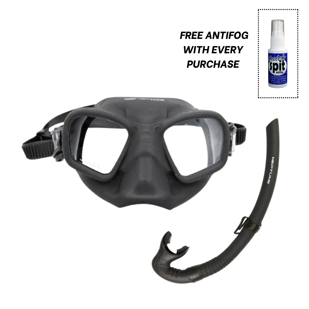 Blitz Neptune Mask & Neptune S4 Silicone Blast Snorkel Free Antifog Value $15.00