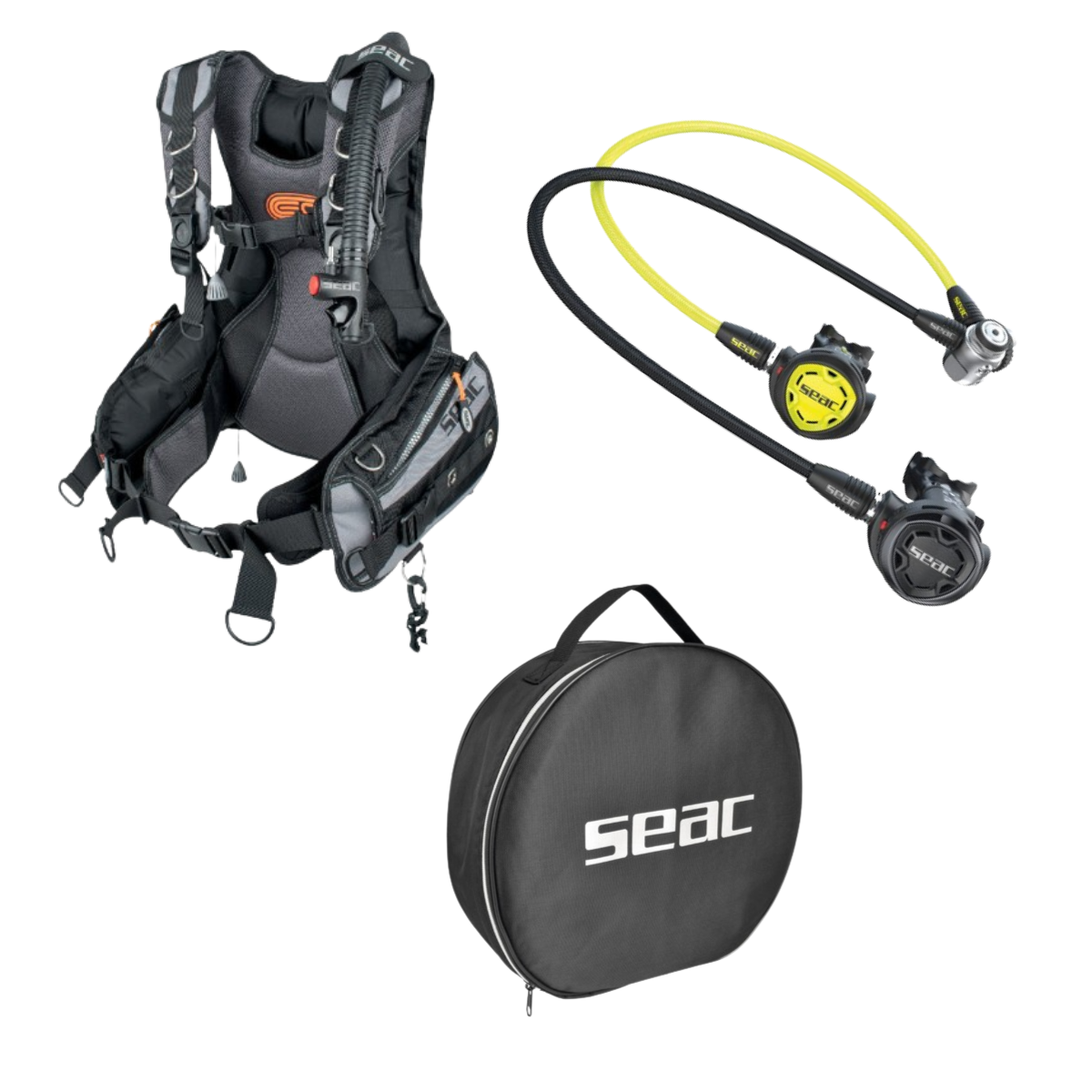 EQ PRO Dive Master Seac IT 300 Regulator Set with EQ PRO BCD Value Dive Package