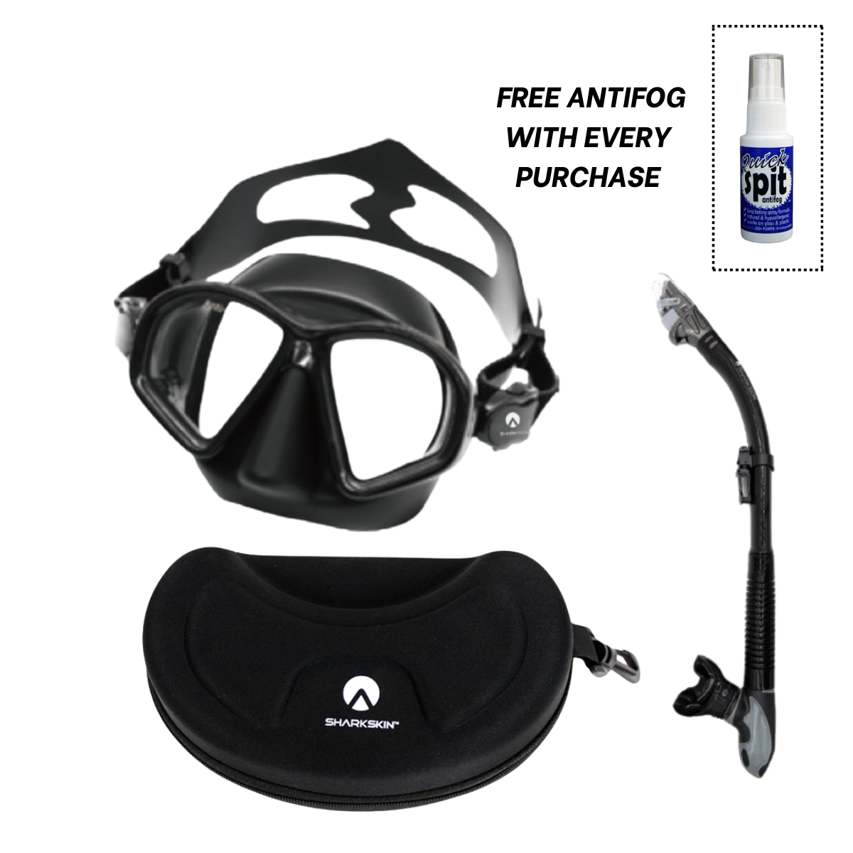 Sharkskin SeaClear Mask With Uv Anti Fog Coating & Sharkskin EasyClear Dry Top Snorkel With Free Anti-fog