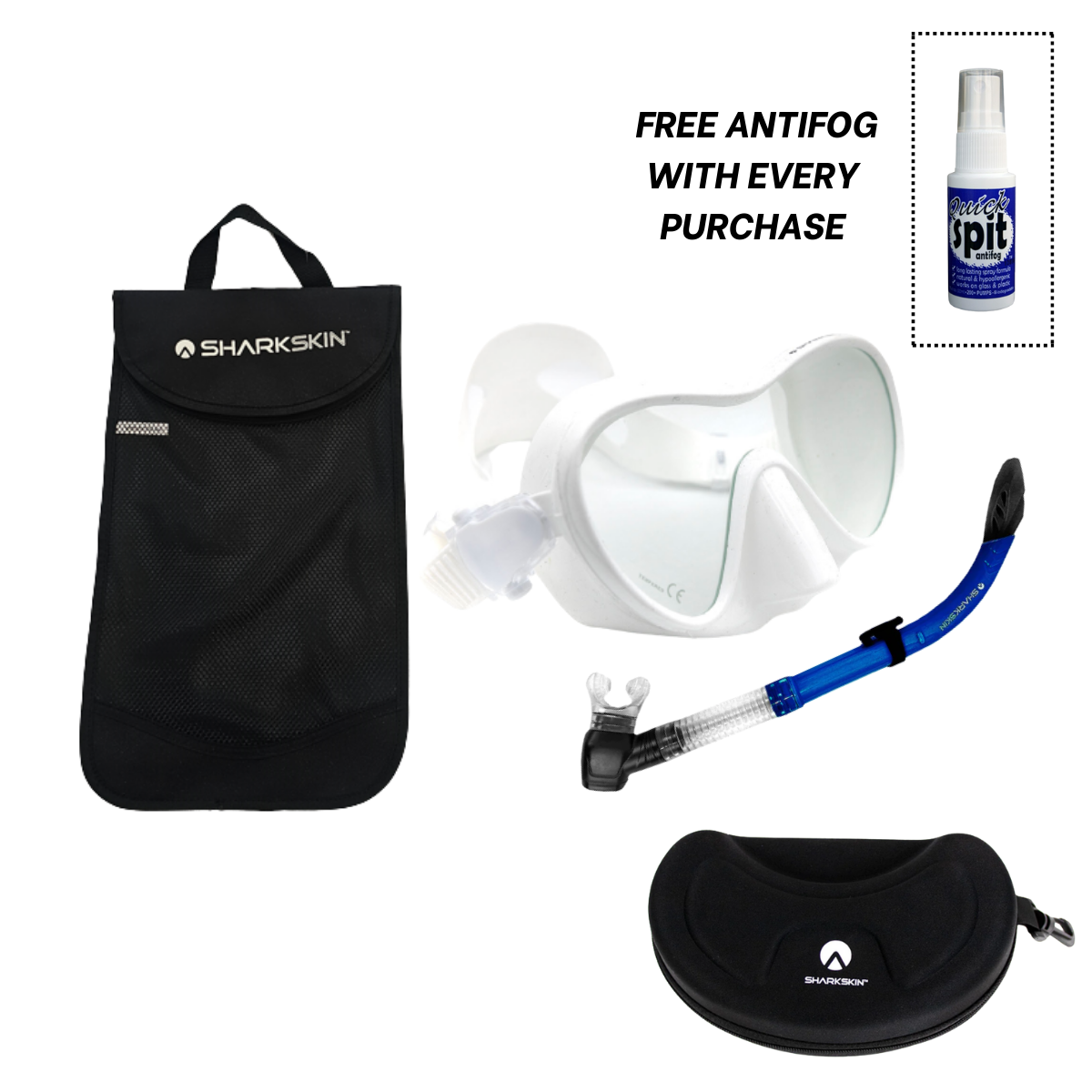 Sharkskin Adult Mask & Comfort Snorkel Set With Mesh Bag & Antifog