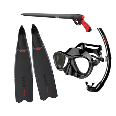 Seac Hunter Pneumatic Spearfishing Package Mask & Snorkel with Motus Full Foot Fins