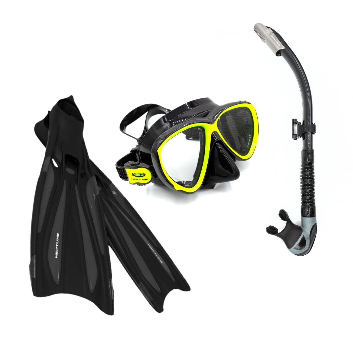Neptune Performance Snorkel Set Includes Mask, Snorkel & Fins