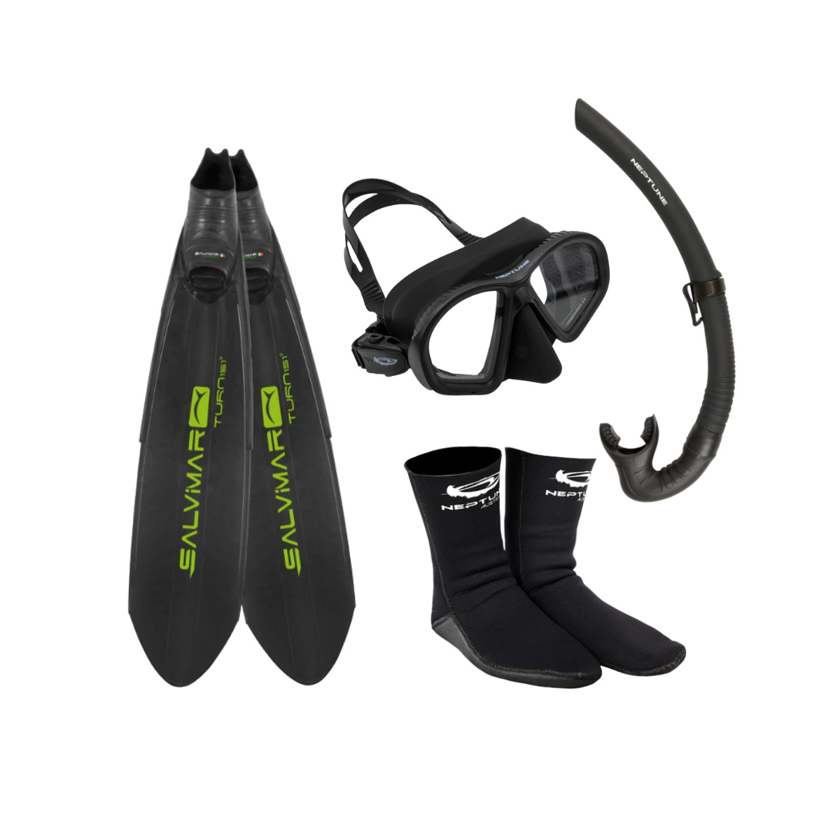 Salvimar Fins With Neptune M4 Mask, Snorkel & 3mm Socks
